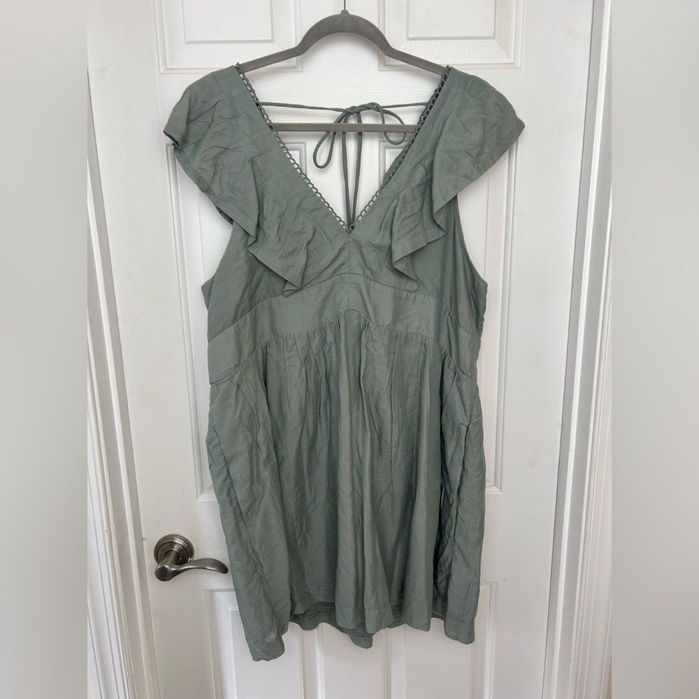 Anthropologie sage green Crochet Trim dress - Picture 2 of 11